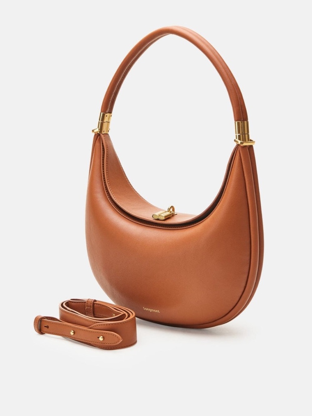 SONGMONT - Luna cognac brown caramel Brown vegan Leather multi-way Shoulder Bag